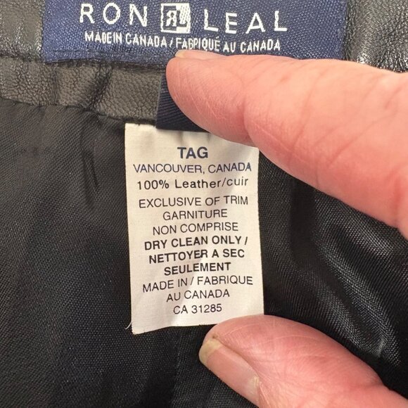 Ron Leal Women’s Vtg Black Leather Pants Size 10 Made In Canada - Picture 5 of 10